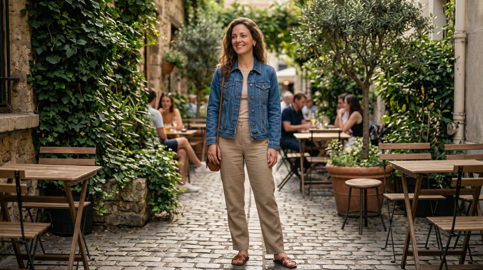Mobile virtual try-on showing shopper in denim jacket